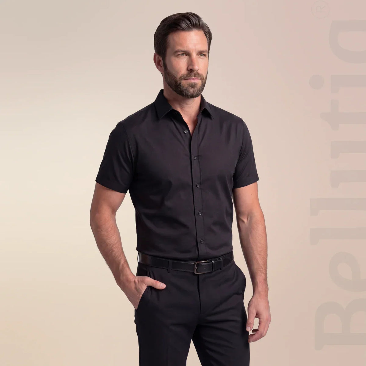 Camicia Aderente a Maniche Corte