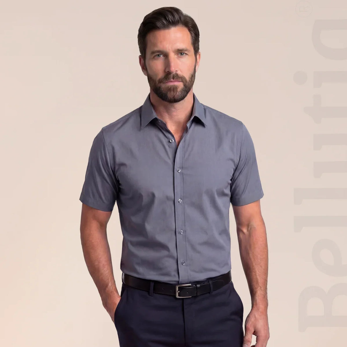 Camicia Aderente a Maniche Corte